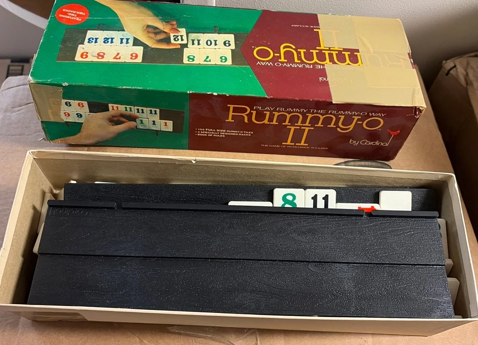 Vintage Rummy-O II By Cardinal Tile Game No. 850 4 Tier Racks 1977 Complete  - Image 4 of 4