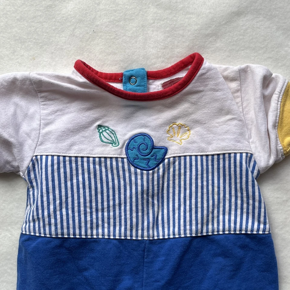 Gymboree 彩虹标签航海婴儿连衫裤条纹短袖连体裤 复古 — 第 4/4 张图片