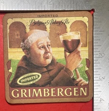 GRIMBERGEN BELGIUM ABBEY ALE 4 INCH SQUARE BEER COASTER