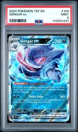 PSA 9 - 2024 POKEMON TEMPORAL FORCES GENGAR EX #104