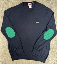 Vtg Lacoste LIVE Woolmark Collab Wool Sweater Size 6 Contrasting Elbow Patch