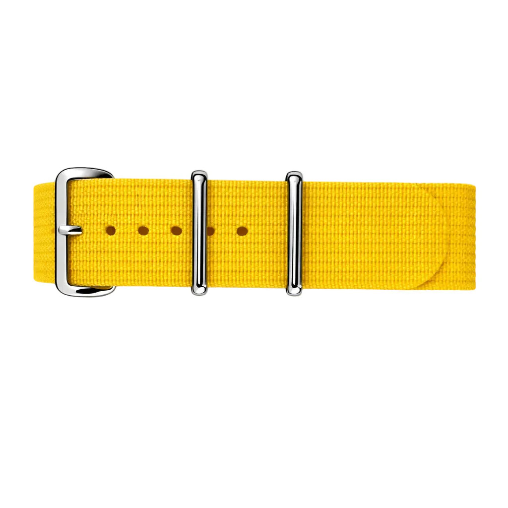 Nato jaune bracelet montre étanche nylon tressé et silicone anti-sueur 20mm