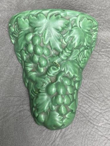 Vintage Monmouth Pottery Green Mottled Glaze Wall Pocket