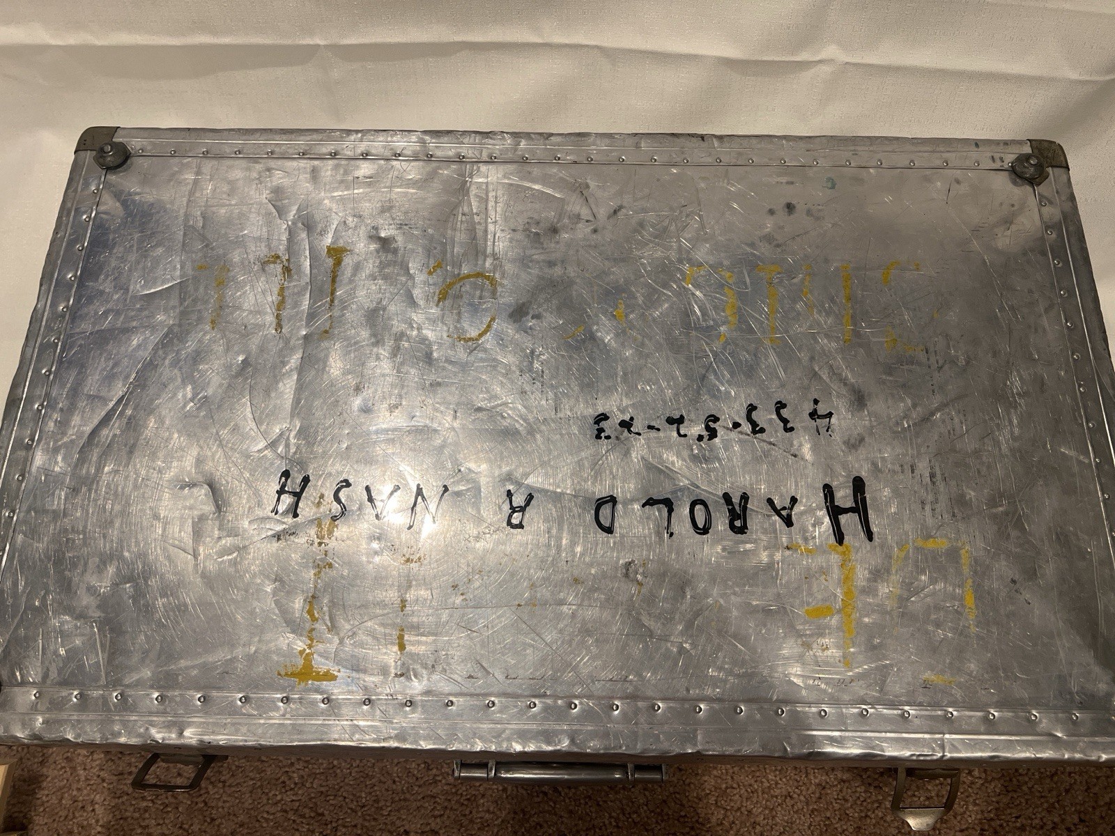 Vintage Aluminum Trunk w/ Pink Satin Interior – Industrial Case – Mid Century