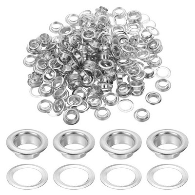 150 Pcs 6mm/1/4'' Metal Eyelets, Eyelets and Grommets Kit Silver