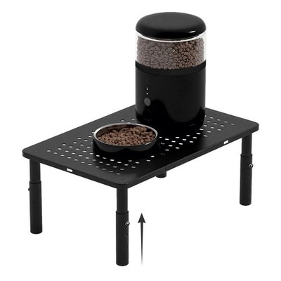 W SOWX Adjustable Automatic Cat Feeder Stand, Elevated Cat Food Stand,Black