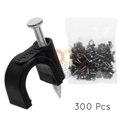 300pcs Round Cable Clips for Video Audio Speaker Wire 12 14 16 18 AWG Black New