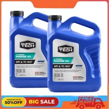 2 pack Super Tech TC-W3 Outboard 2 Cycle Engine Oil, 1 Gallon
