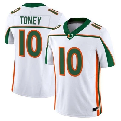 Men Miami Hurricanes Malachi Toney White Stitch Jersey