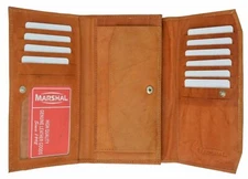 Ladies Long Clutch Leather Wallet Womens Fashion Card ID Coin Zipper Pocket Tan