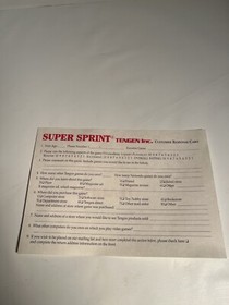 Super Sprint Tengen NES Game Registration Card Customer Response Replacement OEM