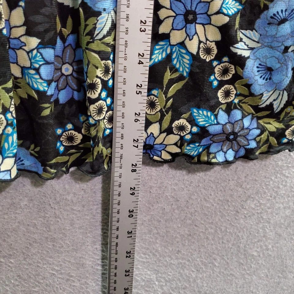 Blusa Top Sag Harbor Mujer 2X Negra Floral Popover Pintuck Manga Corta Foto 2 de 4