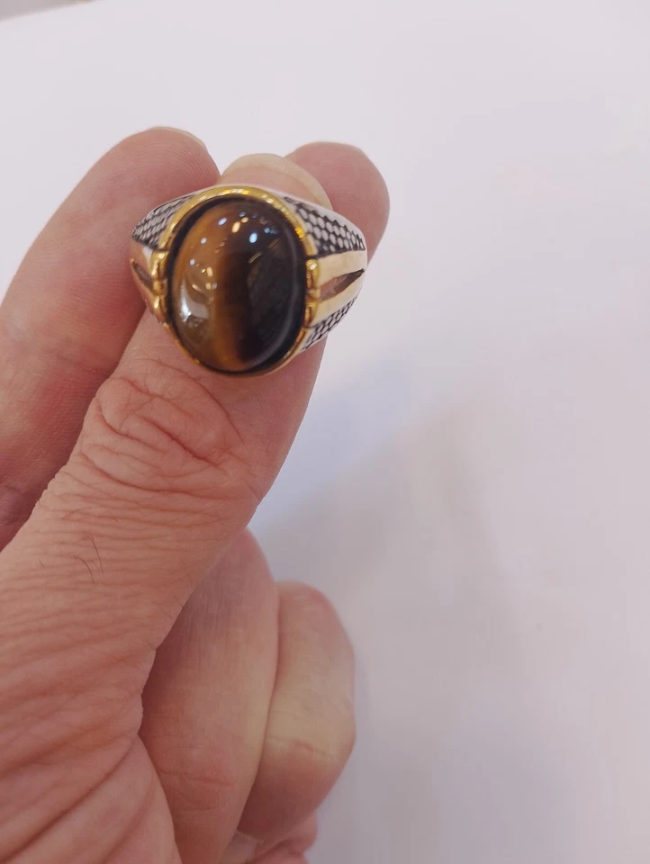 古董男士不锈钢戒指带宝石 — 第 4/4 张图片