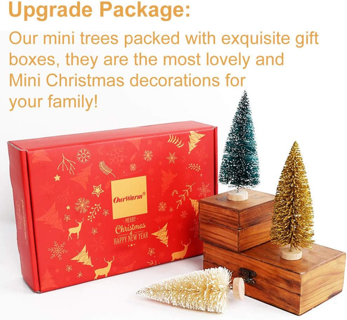 24Pcs Mini Christmas Trees Bottle Brush Trees with Wood Base, Christmas Village - Bild 4 von 12