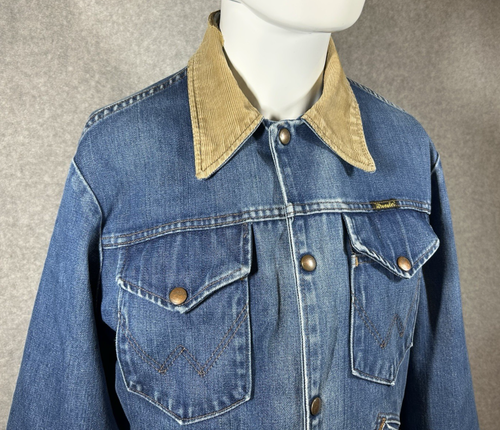 70s Wrangler Denim Blanket Lined Jacket Mens SZ 40 Faded- Collar is torn - Picture 3 of 24