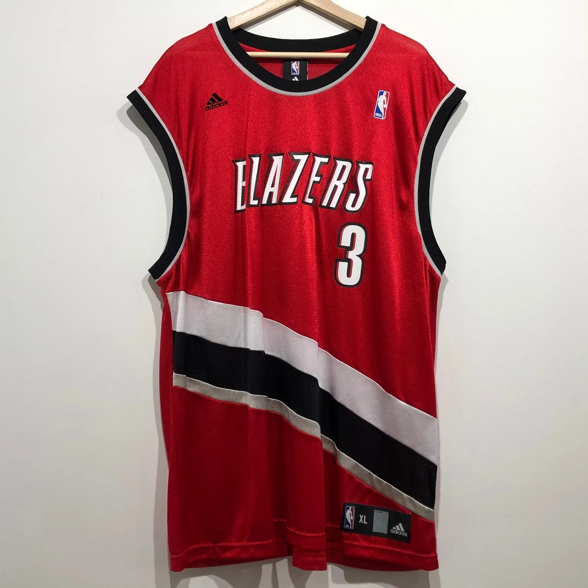 Vintage Adidas Ime Udoka Portland Trail Blazers Red NBA Basketball
