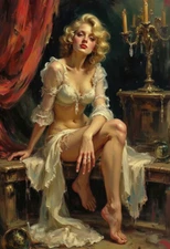 Pin-Up Art  Sexy Vintage Type Girl  Excellent Condition  APROX 6" by 4"