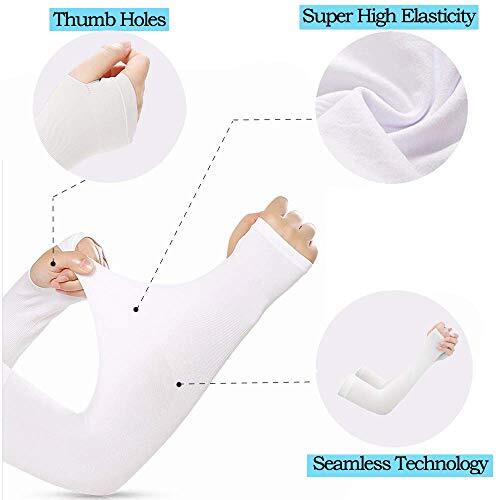 8 pares de mangas de brazo de refrigeración protección solar UV con orificio para el pulgar para correr en bicicleta - Imagen 5 de 7