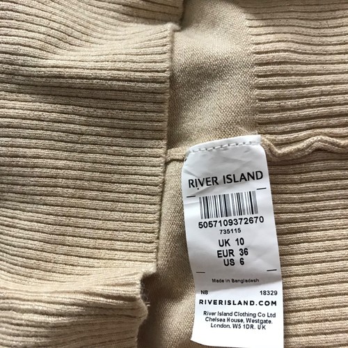 River Island Women’s Sweater Jumper US Size 6 UK 10 Tan Longsleeve Beige New - Picture 5 of 7