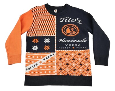 Tito's Vodka Sweater Mens Large Ugly Christmas Holiday Austin Texas TX Adult 