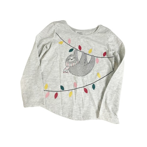 Jumping Beans GIRLS Christmas SLOTH Graphic LONG SLEEVE TEE Size 5 Gray HOLIDAY - Picture 6 of 6