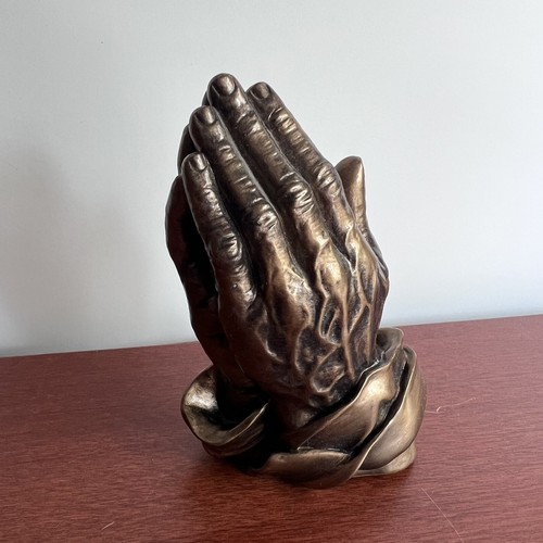 “Praying Hands” Life Symbols Keepsake Batesville Casket Corner 1999 Gold - Afbeelding 2 van 5