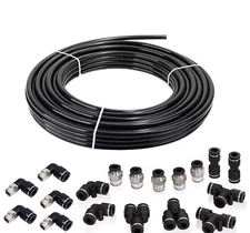Air Line Tubing Kit 3/8'' OD 100ft Nylon Hose 1/4'' NPT Push to Connect Fittings