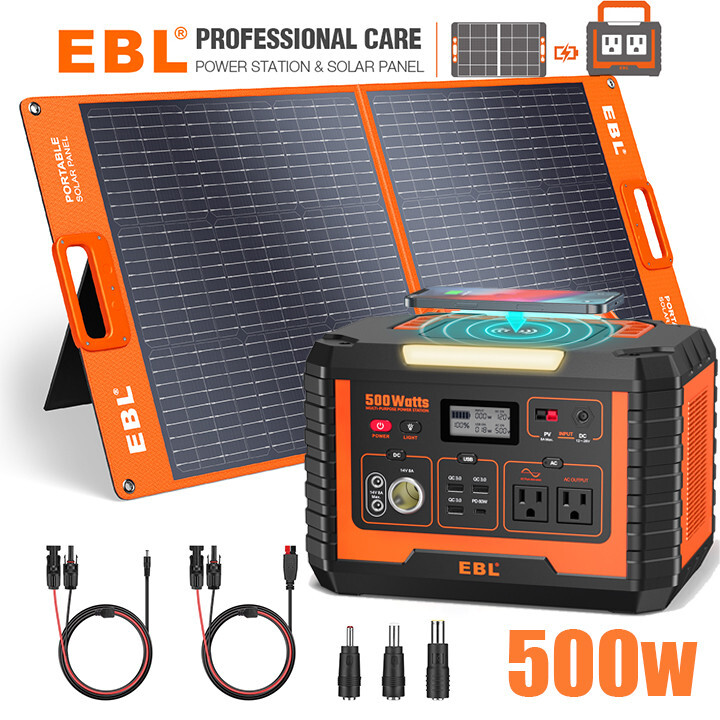 EBL Portable Power Station 1000W Peak Solar Generator With