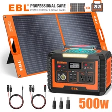 EBL Portable Power Station 1000W Peak Solar Generator With 100W Solar Panel Kit