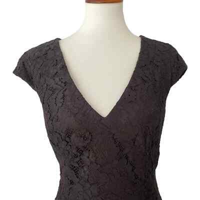 Xscape Black Floral Lace Cap Sleeve V Neck Mermaid Hem Bodycon Dress Size 6  | eBay