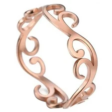 Art Nouveau Boho Ring Womens Rose Gold Color PVD Stainless Steel Bohemian Band