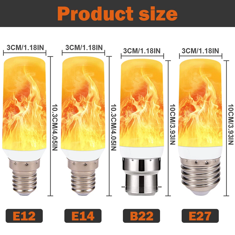E12 E14 E27 B22 Flame Lamp Bulb LED Flame Effect Indoor Outdoor