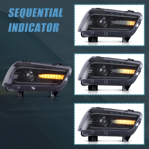 VLAND LED Headlights Fit DODGE CHARGER 2011-2014 Sequential Turn Headlamps - Picture 7 of 9