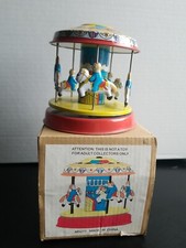 Vintage Carousel Horse Windup Turning Metal Figure Toy Brand New in box.