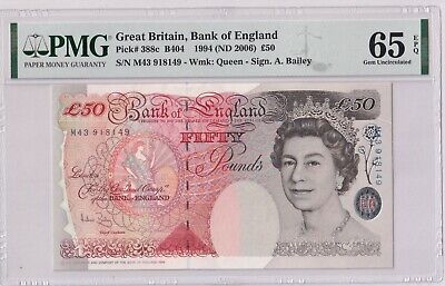 Bailey UNC Banknote England 50 Pounds p-388c 1994 Sign