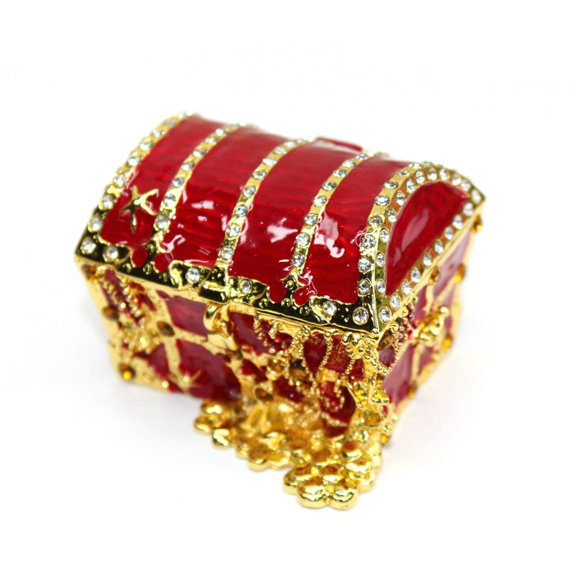 Enamel Crafted Metal Jewelry Box Treasure Chest Shape for Rings eBay