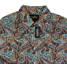 Men's CREMIEUX PREMIUM DENIM Colors Paisley Cotton Shirt LT  LARGE TALL  NWT NEW