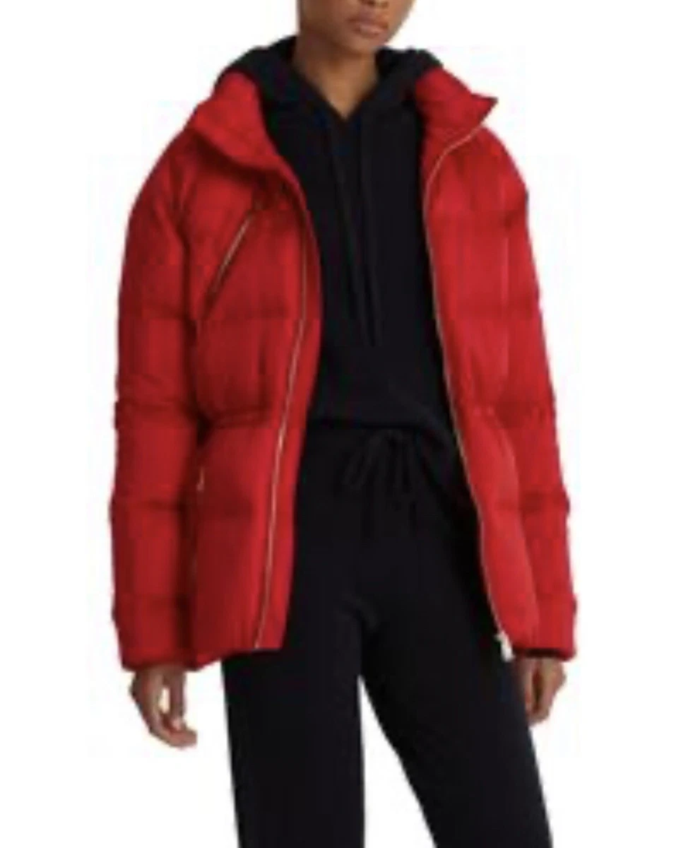 $295 Ralph Lauren Women's Red Satin Stand Collar Puffer Coat Jacket Size XL
