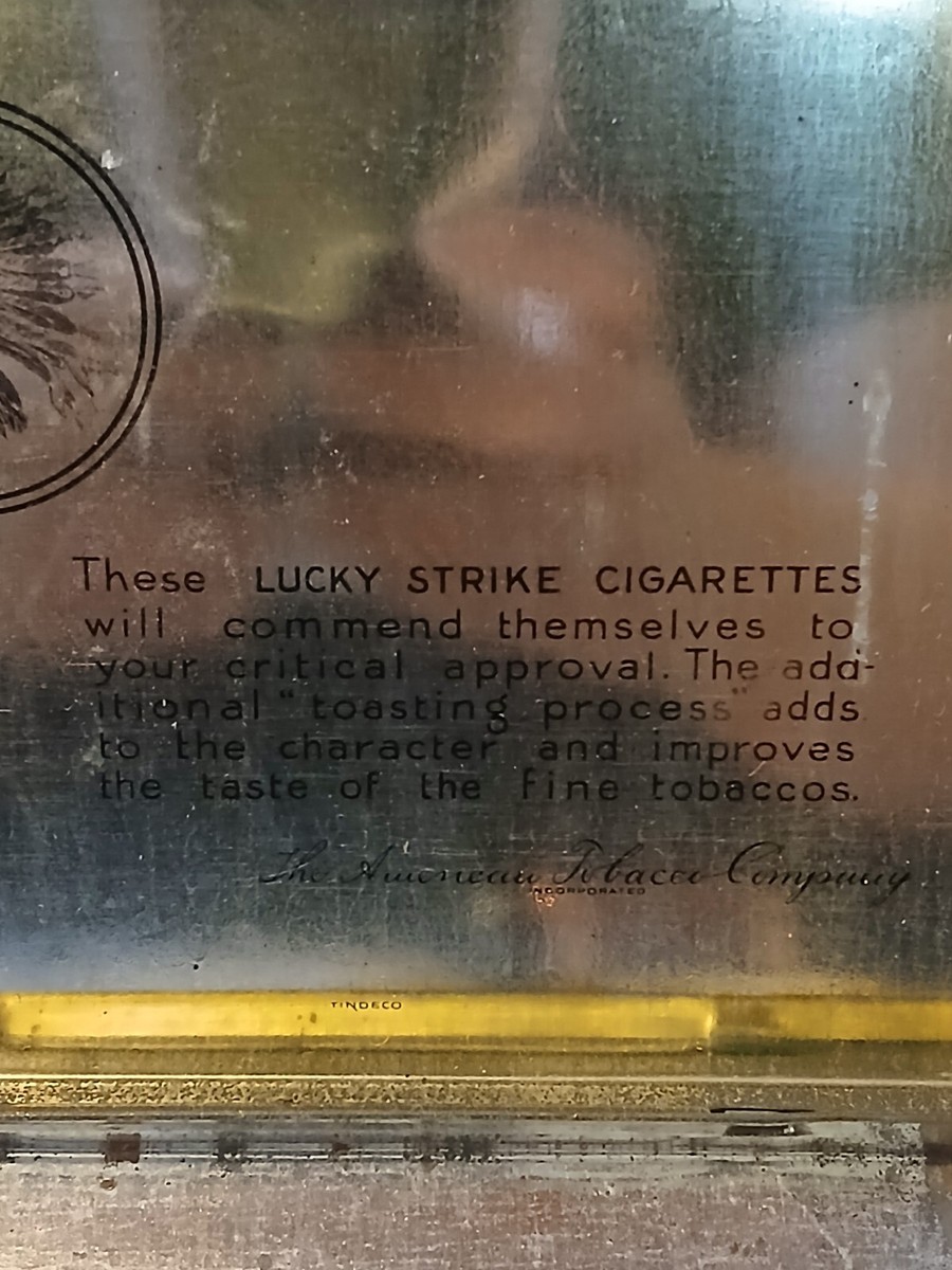 LUCKY STRIKE green tin It's Toasted cigarette old vintage 5 5/8