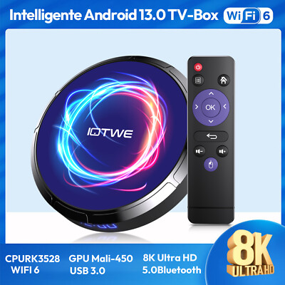 2024 Neu Smart Android 13 TV BOX WIFI Quad Core Netzwerk Media Player 4+128GB DE