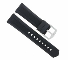 24MM RUBBER WATCH STRAP BAND FOR BREITLING NAVITIMER, SUPEROCEAN WATCH BLACK