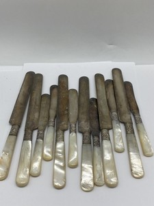 Lamson & Geodnow Sterling Silver M O P Flateware Knives set 12 pcs 380.g