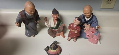 Lot Of 5 Hakata Urasaki Clay Figurines **  Please SEE DESCRIPTION For Info