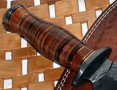 Custom Handmade Damascus Steel 13 Inches Dagger Knife - Leather Handle ...