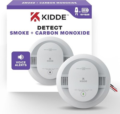 Kidde Smoke & CO Detector 30CUA10-V, Hardwired, 10-Year Battery, Voice Alerts