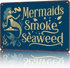 Vintage Mermaid Metal Wall Art Tin Sign Coastal Decor 8X12inch