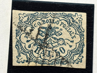 ROMAN STATES stamp 1852 Papal Arms 50 Baj / AP755