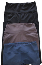 Capri Leggings, Set of 3, Blue, Black  Purple, Size L