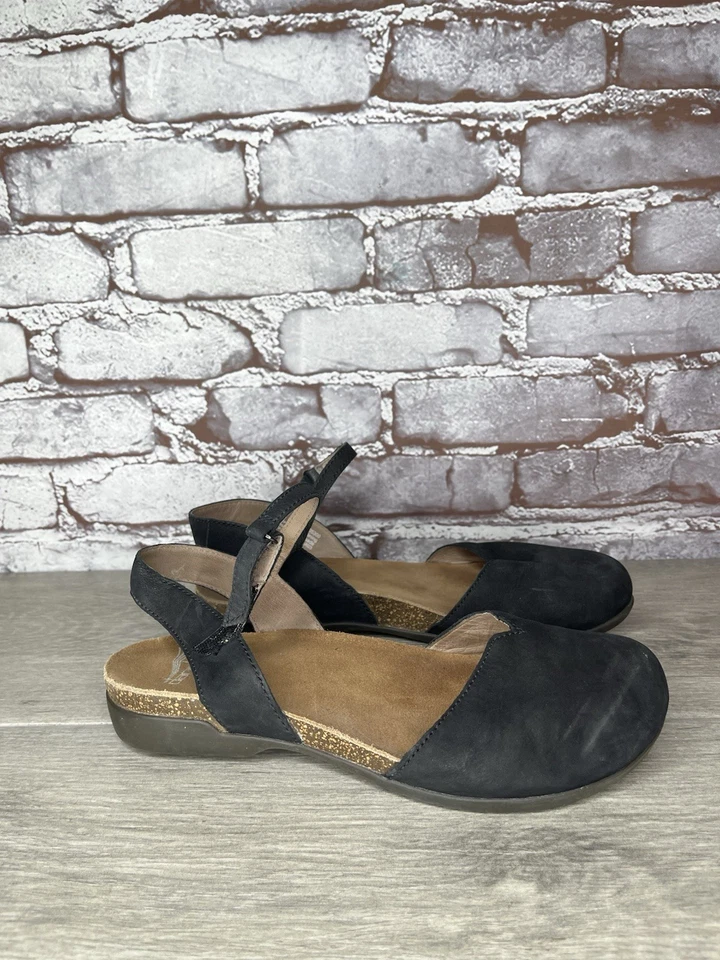 Dansko Rowan schwarze Damen-Ledersandale wachsartig MaryJane geschlossene Zehe Größe 38 EU/7,5 M US - Bild 4 von 4