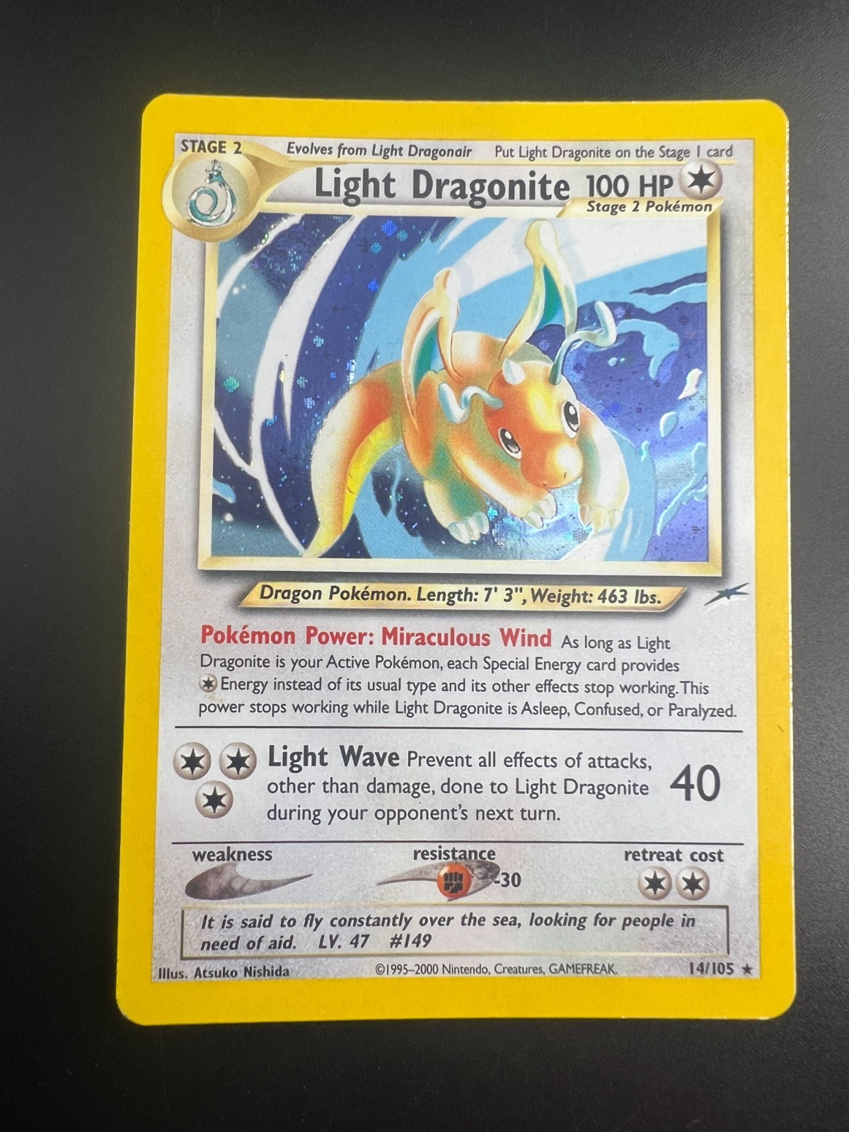 Light Dragonite - 14/105 - Pokemon Neo Destiny Unlimited Holo Rare Card WOTC NM